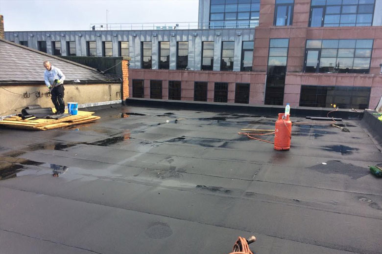 Commercial flat roofing project in Dublin 8 - The Liberties with GRP fibreglass system